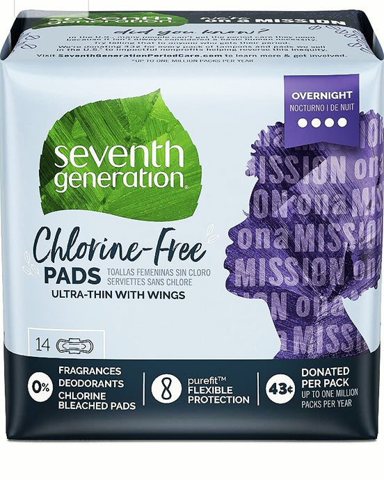 Seventh Generation Chlorine-Free Ultra Thin Overnight Pads